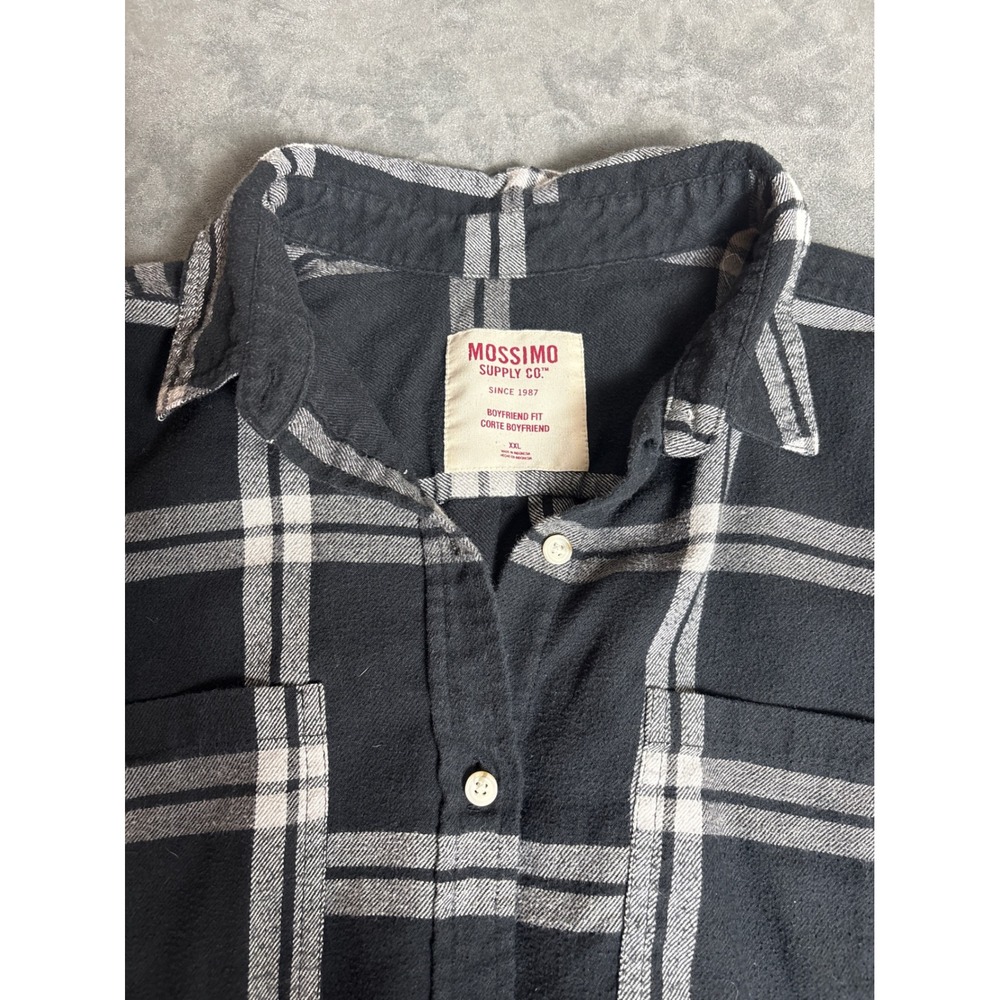 Womens Plaid Boyfriend Fit XXL Black White